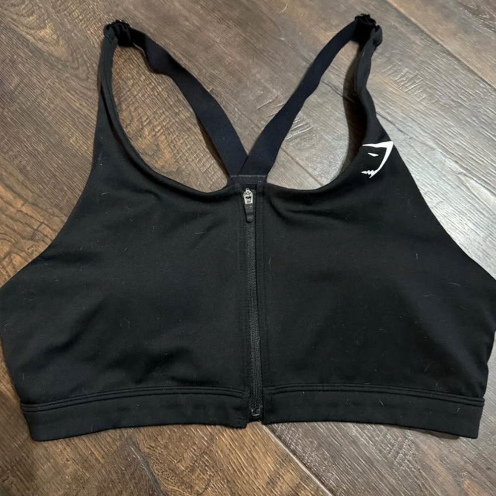 Gymshark Black Zip Sports Bra